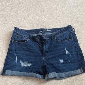 Universal Thread Women's Dark Blue Distressed Jean Shorts